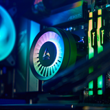 AMD Ryzen 7 - ARGB liquid cooler pump head with Aorus motherboard and RGB DDR5 memory